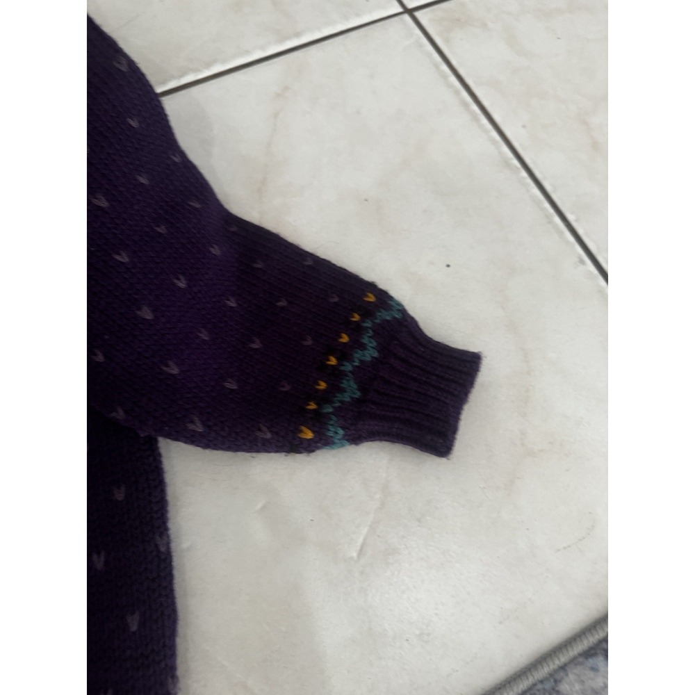 Vintage 90s Northern Isles Womens L Purple Scottie Dog Apple Fair Isle Sweater - Picture 9 of 16